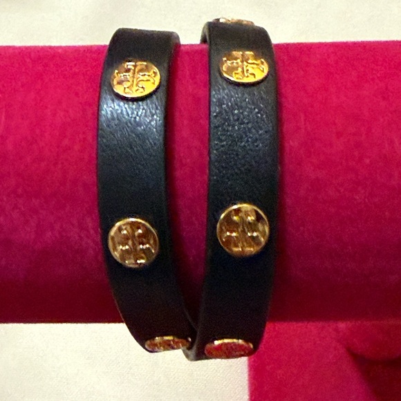 Tory Burch Black & Gold Double Wrap Bracelet - Picture 1 of 7
